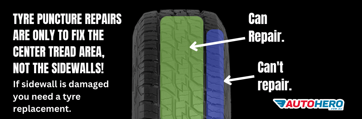 This repair method is only suitable for punctures in the tyre tread area, not sidewall punctures.